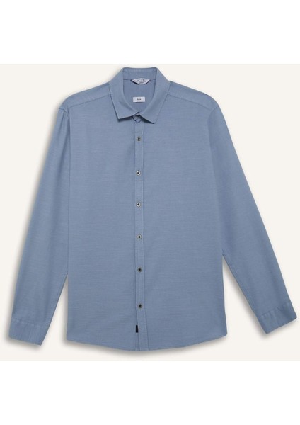 Slim Fit Dar Kesim Pamuklu Basic Düz Uzun Kollu Gömlek A4644AX25SP