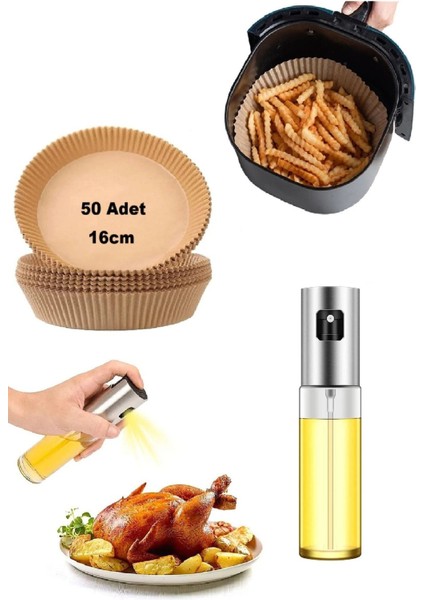 2'li Set 50 Adet Airfryer Yağsız Pişirme Kağıdı Yağ Geçirmez Yanmaz Yapışmaz Tek Kullanımlık