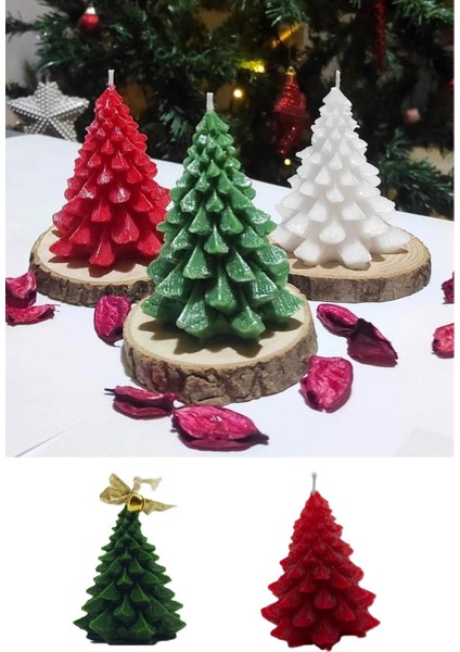 2'li Çam Ağacı Modelli Kırmızı Yeşil (Noel) Konseptli Masa Süsleme