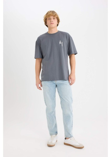 %100 Pamuk Marvel Boxy Fit Bisiklet Yaka Sırt Baskılı Kısa Kollu Tişört D6784AX25SP