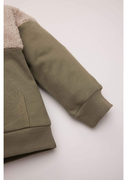 Erkek Bebek 2'li Takım Fermuarlı Dik Yaka Kanguru Cepli Sweatshirt Beli Lastikli Jogger Eşofman Altı D5644A524WN