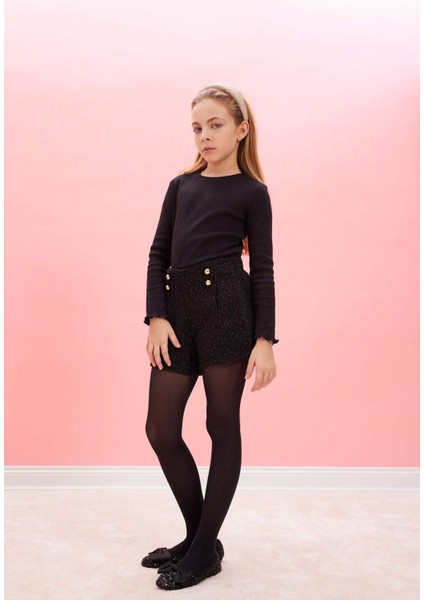 Kız Çocuk Pamuklu Parlak Kumaş Şort D6116A824WN