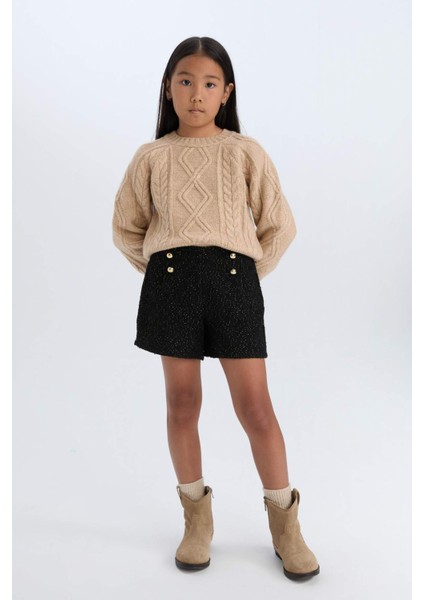 Kız Çocuk Pamuklu Parlak Kumaş Şort D6116A824WN