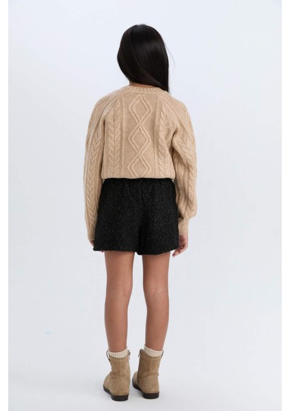 Kız Çocuk Pamuklu Parlak Kumaş Şort D6116A824WN