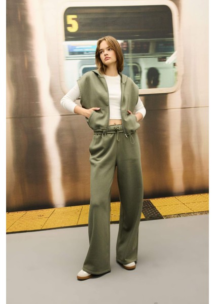 Coool Wide Leg Geniş Bol Paça Eşofman Altı Beli Lastikli Cepli Basic Düz D6336AX24AU