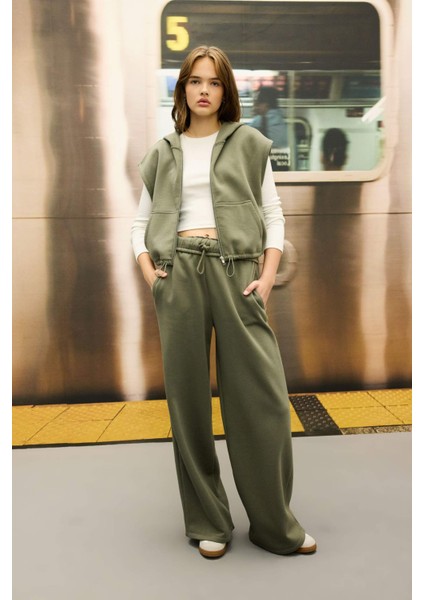 Coool Wide Leg Geniş Bol Paça Eşofman Altı Beli Lastikli Cepli Basic Düz D6336AX24AU