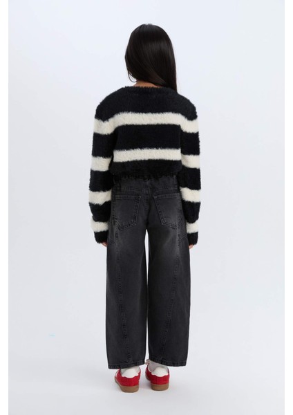 Kız Çocuk Barrel Fit Bilek Boy Geniş Bol Paça Jean Pantolon D5448A824WN