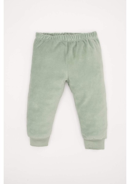 Kız Bebek Pijama Takımı Tavşan Baskılı Velur Uzun Kollu Üst Beli Lastikli Uzun Alt D5381A524WN