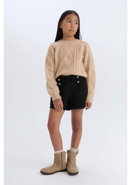 Kız Çocuk Pamuklu Parlak Kumaş Şort D6116A824WN