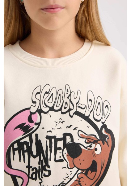 Kız Çocuk Ekru Scooby Doo Relax Fit Bisiklet Yaka Sweatshirt D2827A824WN