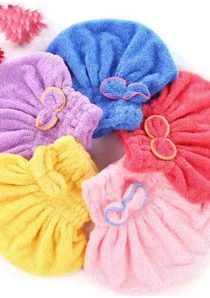 1 Adet Standart Mikrofiber Lastikli Banyo Saç Bonesi Havlusu modelleri