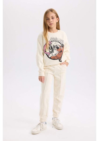 Kız Çocuk Ekru Scooby Doo Relax Fit Bisiklet Yaka Sweatshirt D2827A824WN