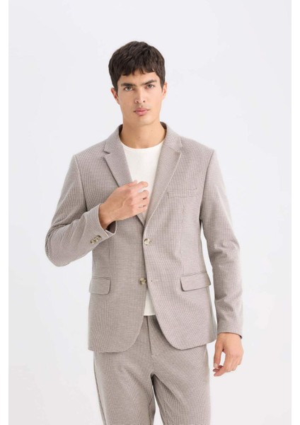 Slim Fit Dar Kesim Ceket Yaka Düğmeli Blazer Ceket D6074AX24AU