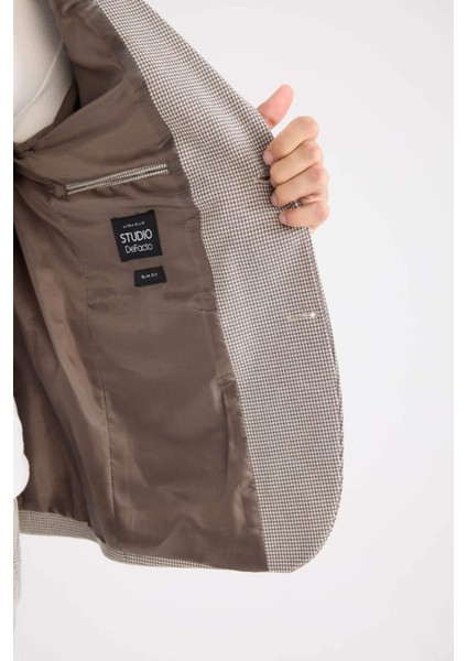 Slim Fit Dar Kesim Ceket Yaka Düğmeli Blazer Ceket D6074AX24AU