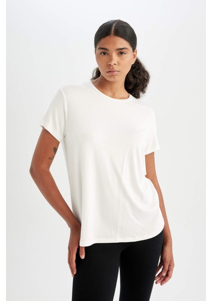 Fit Standart Fit Bisiklet Yaka Sporcu Basic Düz Kısa Kollu Tişört D1904AX24AU