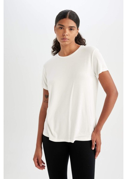 Fit Standart Fit Bisiklet Yaka Sporcu Basic Düz Kısa Kollu Tişört D1904AX24AU