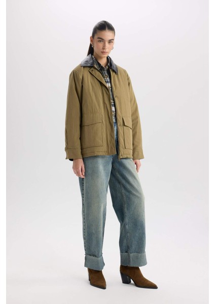 Polo Yaka Mont Fermuar Çıtçıtlı Cepli Mevsimlik Pamuklu D6745AX24AU