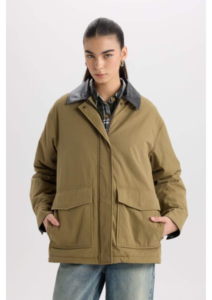 Polo Yaka Mont Fermuar Çıtçıtlı Cepli Mevsimlik Pamuklu D6745AX24AU