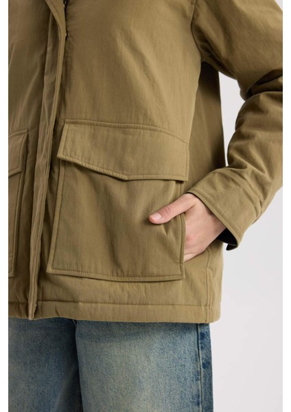 Polo Yaka Mont Fermuar Çıtçıtlı Cepli Mevsimlik Pamuklu D6745AX24AU