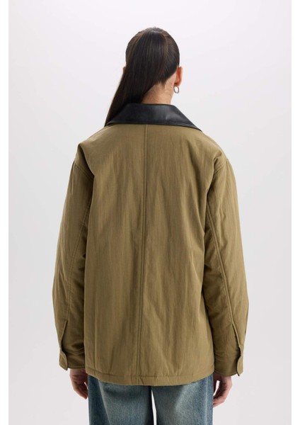 Polo Yaka Mont Fermuar Çıtçıtlı Cepli Mevsimlik Pamuklu D6745AX24AU