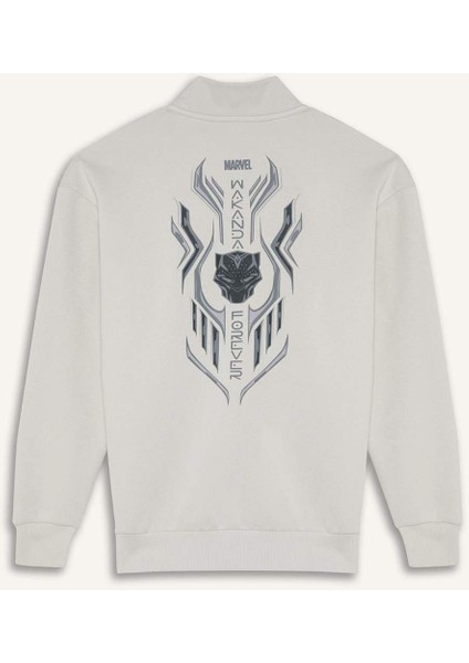 Marvel Boxy Fit Dik Yaka Fermuarlı Sırt Baskılı Sweatshirt D6771AX25SP