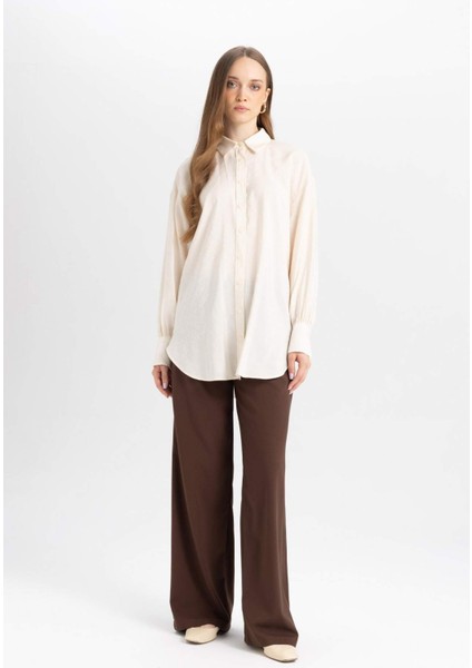 Wide Leg Geniş Paça Beli Lastikli Bağcıklı Basic Düz Palazzo Pantolon C5628AX24AU