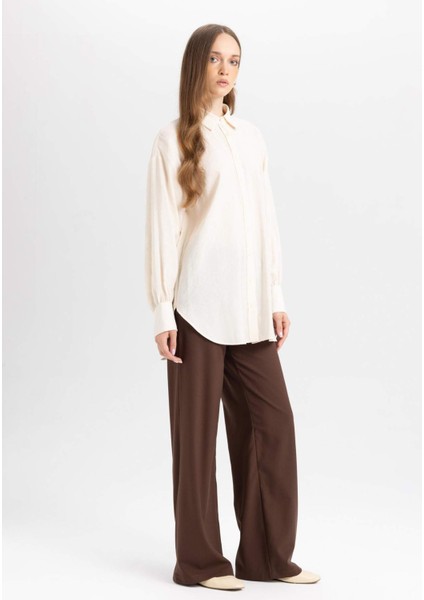 Wide Leg Geniş Paça Beli Lastikli Bağcıklı Basic Düz Palazzo Pantolon C5628AX24AU