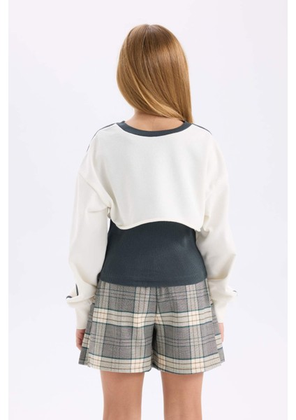 Kız Çocuk Bisiklet Yaka Baskılı Sweatshirt D7038A824WN