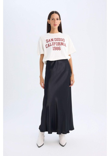 A Kesim Normal Bel Saten Maxi Etek D6930AXNS