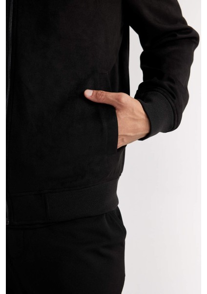 Slim Fit Dar Kesim Süet Kolej Yaka Fermuarlı Çift Cepli Mevsimlik Baharlık Bomber Mont Ceket A3866AX25SP