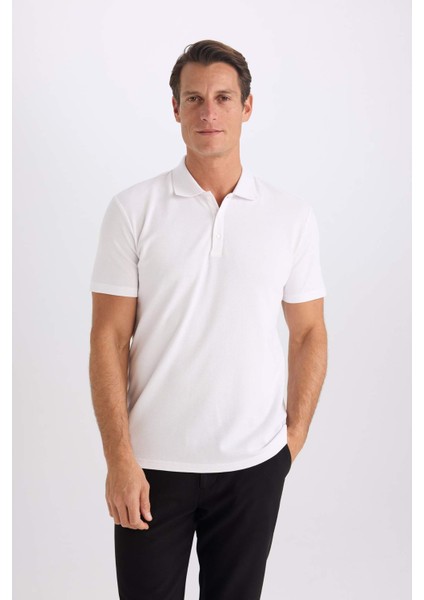 Slim Fit Dar Kesim Polo Yaka Kısa Kollu Pamuklu Basic Düz Tişört M6609AZ25SP