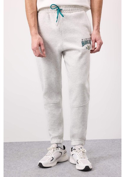 Fit NBA Milwaukee Bucks Kalın Jogger Eşofman Altı Standart Fit Beli Bağcıklı Cepli