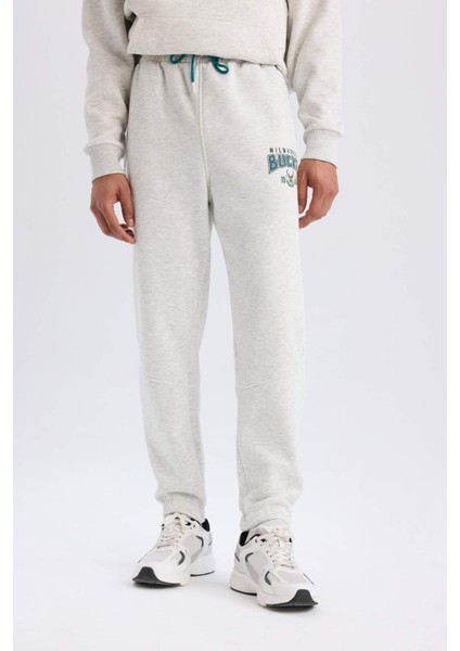 Fit NBA Milwaukee Bucks Kalın Jogger Eşofman Altı Standart Fit Beli Bağcıklı Cepli