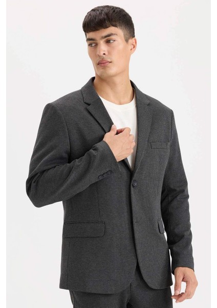 Slim Fit Dar Kesim Ceket Yaka Düğmeli Blazer Ceket D6074AX24AU