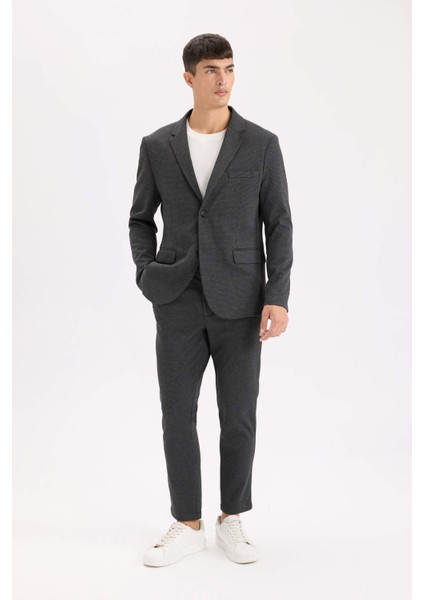 Slim Fit Dar Kesim Ceket Yaka Düğmeli Blazer Ceket D6074AX24AU