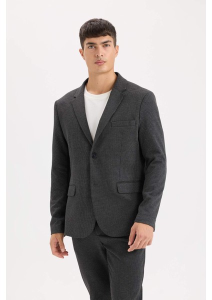Slim Fit Dar Kesim Ceket Yaka Düğmeli Blazer Ceket D6074AX24AU
