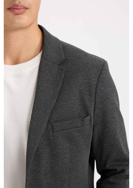 Slim Fit Dar Kesim Ceket Yaka Düğmeli Blazer Ceket D6074AX24AU