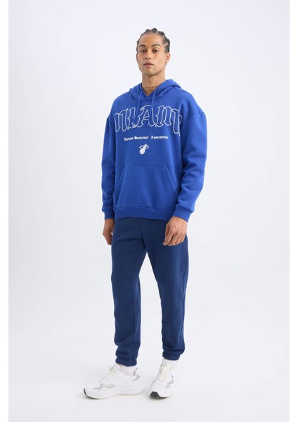 Fit NBA Miami Heat Boxy Fit Kapüşonlu Kanguru Cepli Kalın Sweatshirt D3229AX24WN