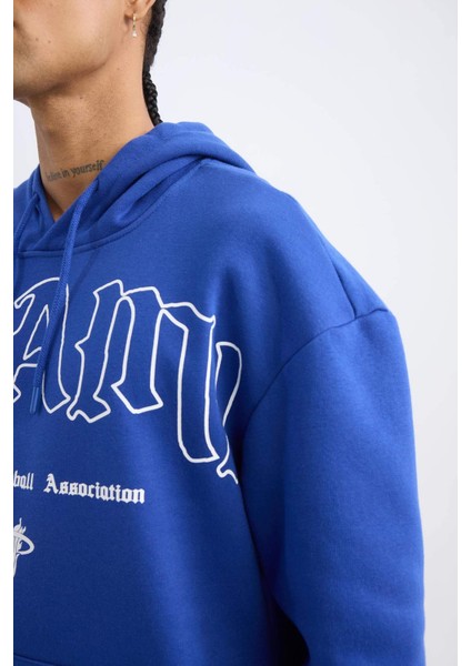 Fit NBA Miami Heat Boxy Fit Kapüşonlu Kanguru Cepli Kalın Sweatshirt D3229AX24WN