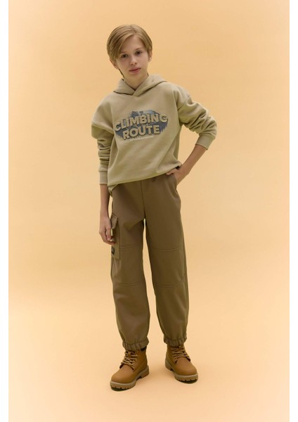 Erkek Çocuk Oversize Geniş Kalıp Kapüşonlu Baskılı Sweatshirt D5408A824WN