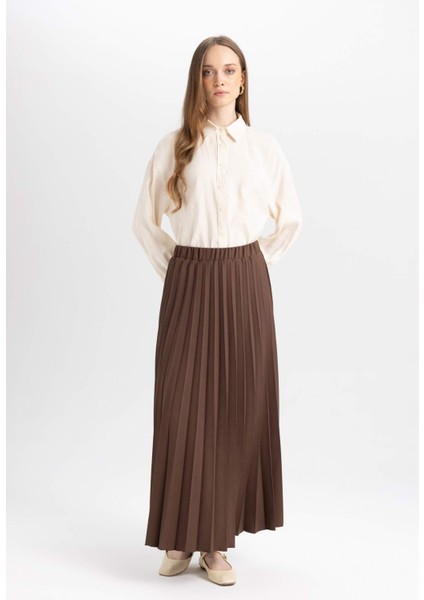 Pilise Beli Lastikli Basic Düz Maxi Etek D7291AX24AU