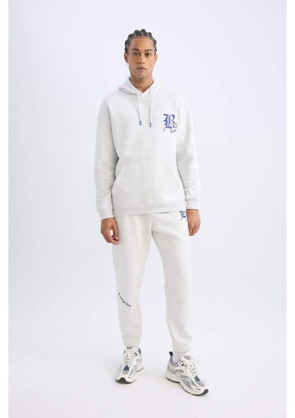 Fit NBA Brooklyn Nets Comfort Fit Rahat Kalıp Kapüşonlu Kalın Sırt Baskılı Sweatshirt D3222AX24WN