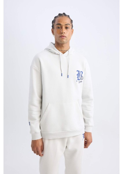 Fit NBA Brooklyn Nets Comfort Fit Rahat Kalıp Kapüşonlu Kalın Sırt Baskılı Sweatshirt D3222AX24WN