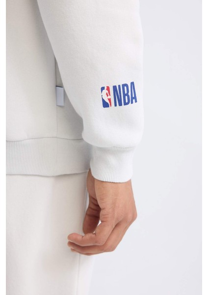 Fit NBA Brooklyn Nets Comfort Fit Rahat Kalıp Kapüşonlu Kalın Sırt Baskılı Sweatshirt D3222AX24WN