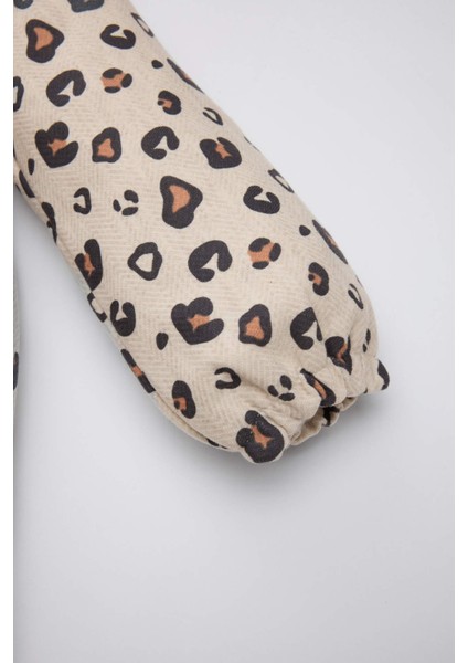 Kız Bebek Leopar Desenli Düğmeli Fırfırlı Uzun Kollu Elbise D5634A524WN