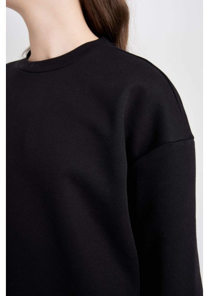 Regular Fit Bisiklet Yaka Kalın Basic Düz Sweatshirt D6645AX24WN