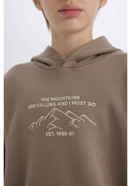 Erkek Çocuk Oversize Geniş Kalıp Baskılı Kapüşonlu Sweatshirt D5344A824WN