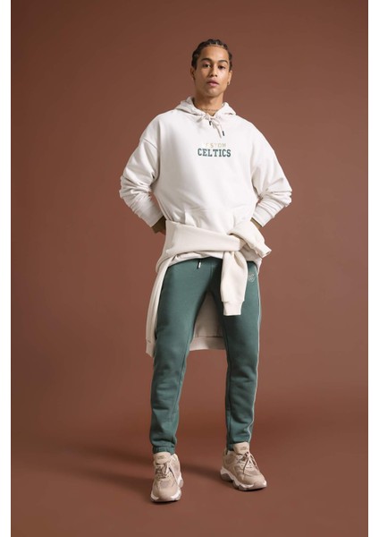 NBA Boston Celtics Oversize Geniş Kalıp Kapüşonlu Sırt Baskılı Kalın Sweatshirt D3242AX24WN