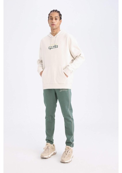 NBA Boston Celtics Oversize Geniş Kalıp Kapüşonlu Sırt Baskılı Kalın Sweatshirt D3242AX24WN