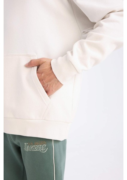 NBA Boston Celtics Oversize Geniş Kalıp Kapüşonlu Sırt Baskılı Kalın Sweatshirt D3242AX24WN